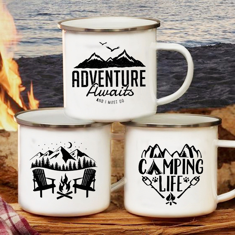 Outdoor Adventure Friends - Kubki kempingowe z napisem: Przygoda czeka,