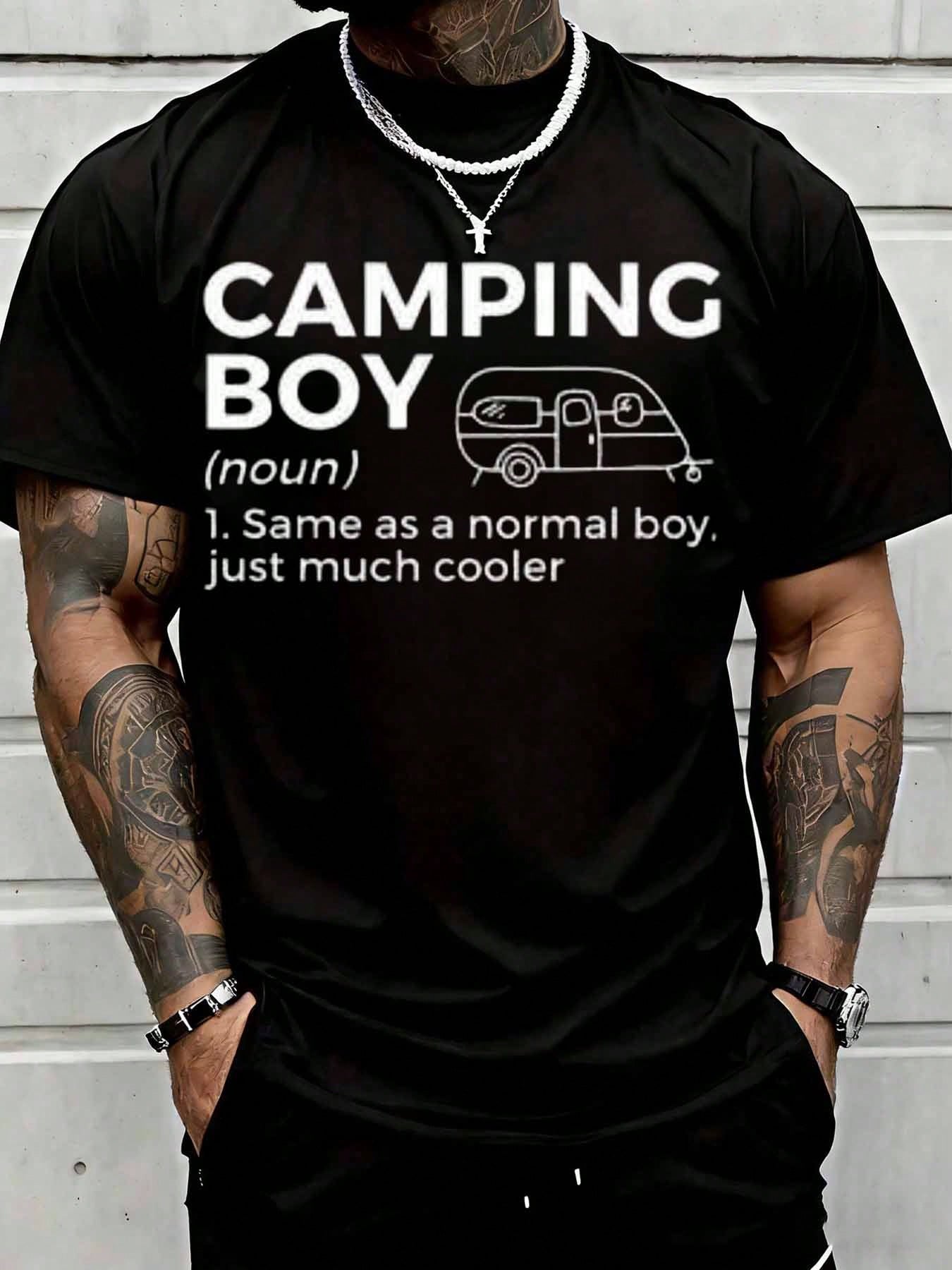 Outdoor Adventure Wear - Koszulka z zabawnym nadrukiem „Camping Boy”