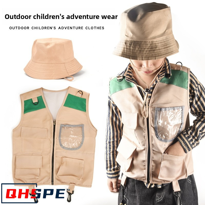 Outdoor Adventure Kit For Boys - Dziecięca kamizelka i kapelusz eksploratora Kostium